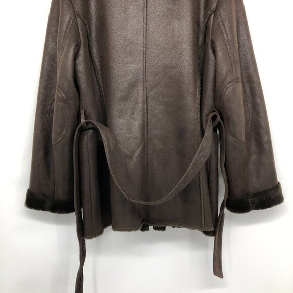 Cleo Brown Mouton Faux Suede Leather + Fur lined Marc-R Coat size  14 - Picture 14 of 16